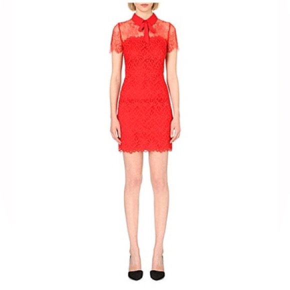 Sandro Rozan Red Lace Dress